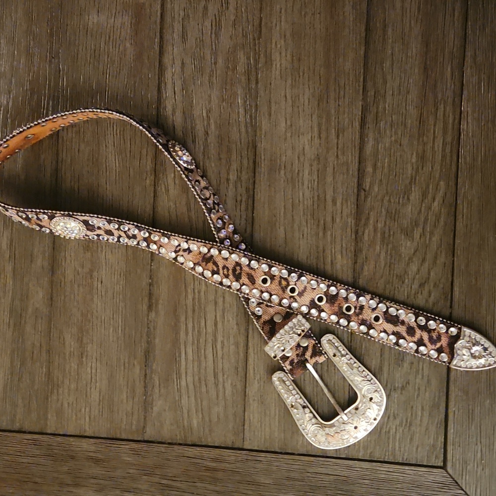 Genuine leather bling belt